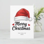 Merry Christmas Card – Custom Name & Year, Modern Feestdagenkaart (Staand voorkant)