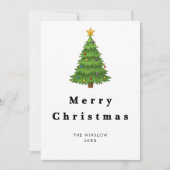 Merry Christmas Card – Custom Name & Year, Modern Feestdagenkaart (Voorkant)