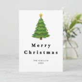Merry Christmas Card – Custom Name & Year, Modern Feestdagenkaart (Staand voorkant)