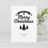Merry Christmas Card – Custom Name & Year, Modern Feestdagenkaart (Staand voorkant)
