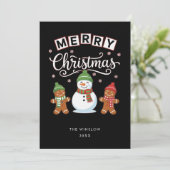 Merry Christmas Card – Custom Name & Year, Modern Feestdagenkaart (Staand voorkant)