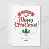 Merry Christmas Card – Custom Name & Year, Modern Feestdagenkaart (Voorkant)