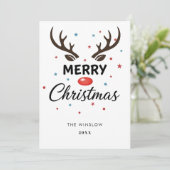 Merry Christmas Card – Custom Name & Year, Modern Feestdagenkaart (Staand voorkant)