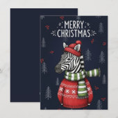 Merry Christmas Card of Zebra In Knitted Sweater Feestdagenkaart (Voorkant / Achterkant)