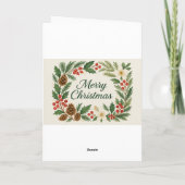 Merry Christmas Card Winter Florals Pine Branches  Kaart (Achterkant)