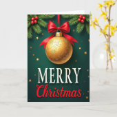 Merry Christmas Card With Gold Ornament Kaart (Gele Bloem)