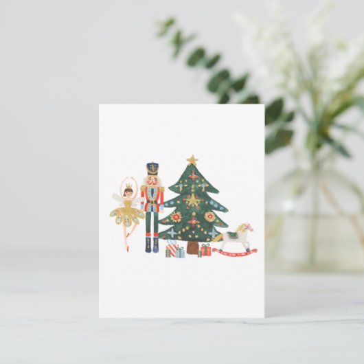 Merry Christmas Card with Nutcracker characters Feestdagenkaart (Staand voorkant)