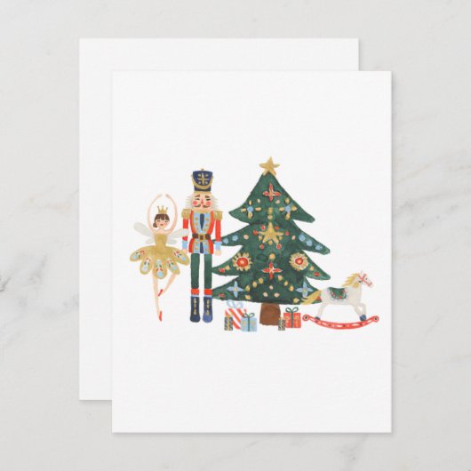 Merry Christmas Card with Nutcracker characters Feestdagenkaart (Voorkant / Achterkant)