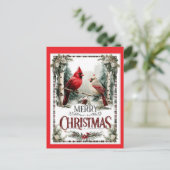 Merry Christmas Cardinal Illustration Briefkaart (Staand voorkant)