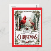 Merry Christmas Cardinal Illustration Briefkaart (Voorkant / Achterkant)