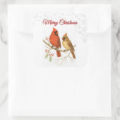 Merry Christmas Cardinals & Snowflake Holiday Vierkante Sticker (Tas)