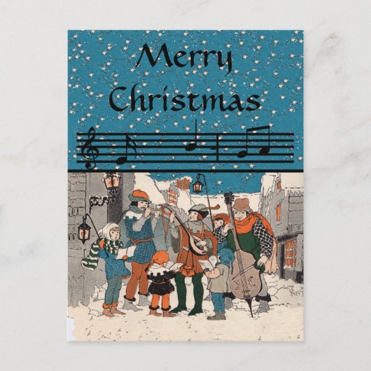 Merry Christmas Carolers Briefkaart (Voorkant)