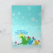 Merry Christmas Cartoon Dragons Feestdagen Kaart (Binnen)