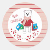 Merry Christmas Cartoon Polar Beer Stickers (Voorkant)