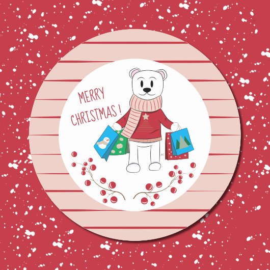 Merry Christmas Cartoon Polar Beer Stickers