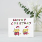 Merry Christmas Cartoon Yellow Labs  Feestdagenkaart (Staand voorkant)