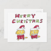Merry Christmas Cartoon Yellow Labs  Feestdagenkaart (Voorkant / Achterkant)