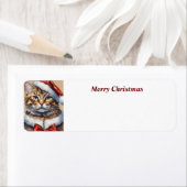 Merry Christmas Cat adreslabel Etiket (Insitu)