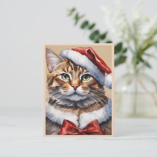Merry Christmas Cat Briefkaart (Staand voorkant)