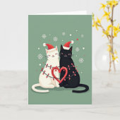 Merry Christmas Cat Couple Kaart (Gele Bloem)