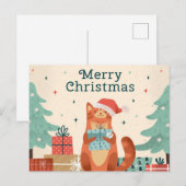 MERRY CHRISTMAS CAT FEESTDAGENKAART (Voorkant / Achterkant)