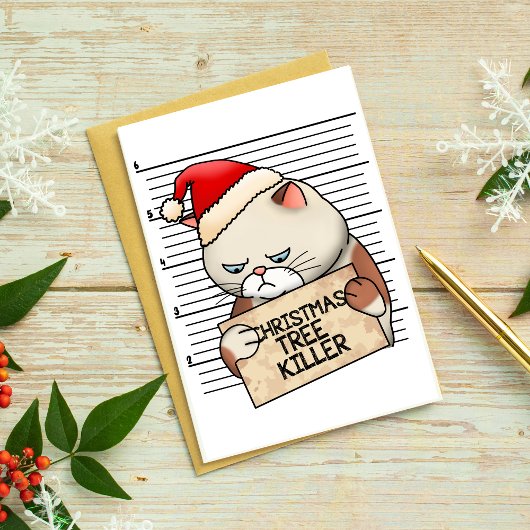 Merry Christmas Cat Grappige quotes voor vrienden Feestdagenkaart