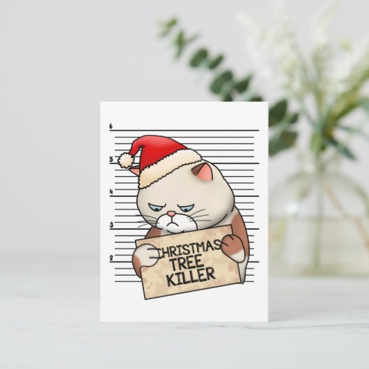 Merry Christmas Cat Grappige quotes voor vrienden Feestdagenkaart (Staand voorkant)