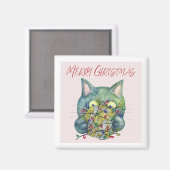 Merry Christmas Cat Magneet (Voorkant / Achterkant)
