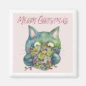 Merry Christmas Cat Magneet (Voorkant)