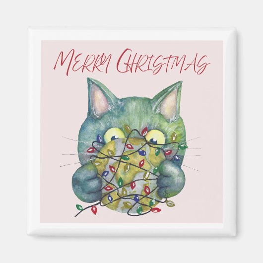 Merry Christmas Cat Magneet (Voorkant)