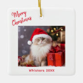 Merry Christmas Cat Photo Holiday Keramisch Ornament (Voorkant)