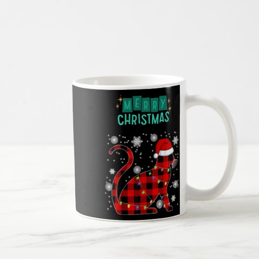Merry Christmas Cat Plaid Graphic For Cat Lover  Koffiemok (Rechts)