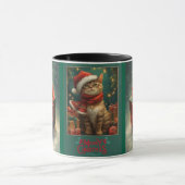 Merry Christmas Cat Red and Green Mug Mok (Midden)