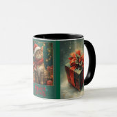 Merry Christmas Cat Red and Green Mug Mok (Voorkant rechts)