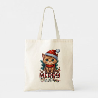 Merry Christmas Cat Tote Bag