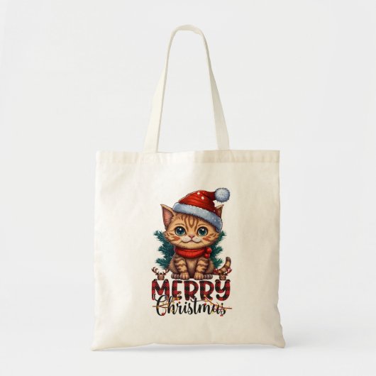Merry Christmas Cat Tote Bag (Voorkant)
