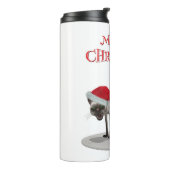 Merry Christmas. Cat with Santa hat Thermosbeker (Gedraaid links)
