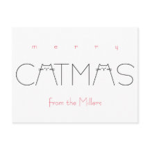 Merry Christmas Catmas Funny Cat Black Typografie