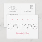 Merry Christmas Catmas Funny Cat Black Typografie Feestdagenkaart (Voorkant / Achterkant)
