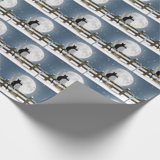 Merry Christmas Cats On a Winter Fence Cadeaupapier (Hoek)