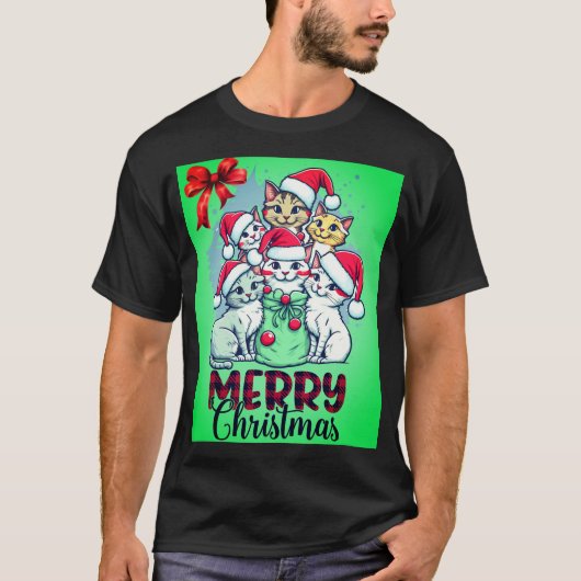 Merry Christmas Cats - Schattige & feestelijk Feli T-shirt (Voorkant)