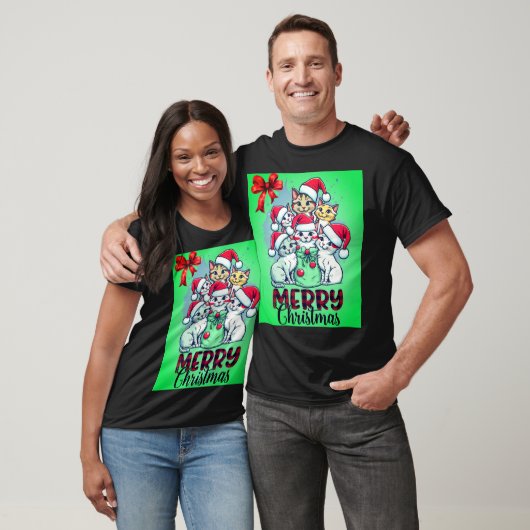 Merry Christmas Cats - Schattige & feestelijk Feli T-shirt (Unisex)