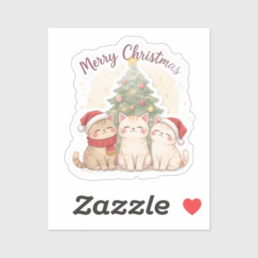 Merry Christmas Cats Sticker (Vel)