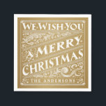 MERRY CHRISTMAS CHALKBOARD PERSONALIZED NAPKINS SERVETTEN<br><div class="desc">krijtbord stijl kerstvakantie op maat porto met elegante retro decoratieve typografie, en fancy art deco wervelingen in antiek goud en wit. Hedendaagse, klassieke, moderne en stijlvolle manier om ouderwetse warme wensen te sturen voor gelukkige wintervakanties met trendy rustieke en elegante charme. Fancy Christmas Chalkboard Nouveau Collectie Opmerking: Alle of sommige...</div>