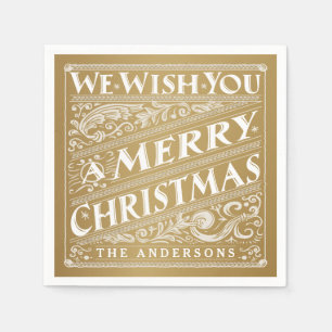 MERRY CHRISTMAS CHALKBOARD PERSONALIZED NAPKINS SERVETTEN