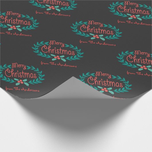 MERRY CHRISTMAS CHALKBOARD PERSONALIZED WRAPPING CADEAUPAPIER (Hoek)
