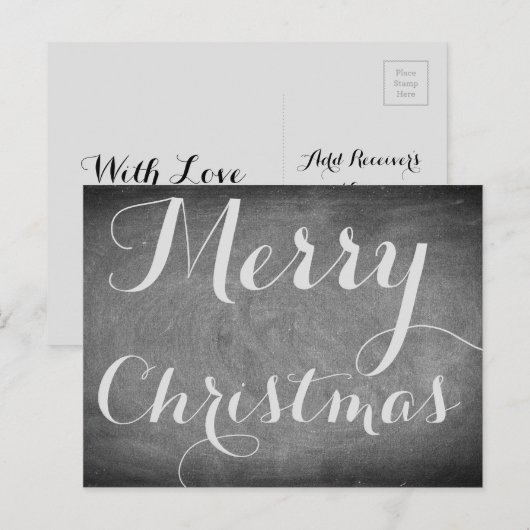 Merry Christmas Chalkboard Typografie Custom Kaart (Voorkant / Achterkant)