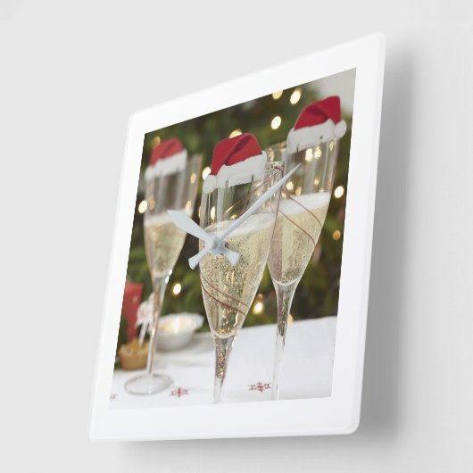 **MERRY CHRISTMAS CHAMPAGNE* CLOCK VIERKANTE KLOK (Hoek)