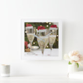 **MERRY CHRISTMAS CHAMPAGNE* CLOCK VIERKANTE KLOK (Huis)