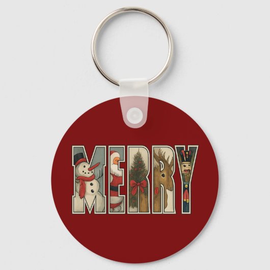 MERRY – Christmas Character Letter Art Sleutelhanger (Voorkant)